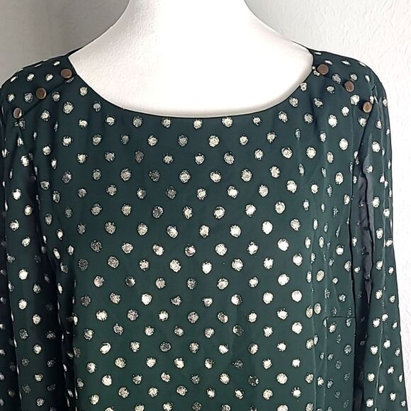 Gianni Bini Dark Green Dress with Sparkly Gold Dots, Size Medium - Picture 4 of 12